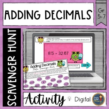 Adding Decimals Digital Math Scavenger Hunt
