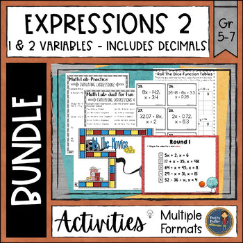 Expressions 2 Bundle with One and Two Variables Whole Numbers and Decimals