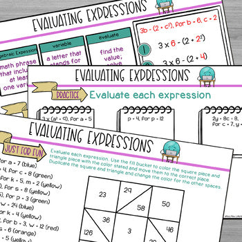 Expressions 2 Bundle with One and Two Variables Whole Numbers and Decimals