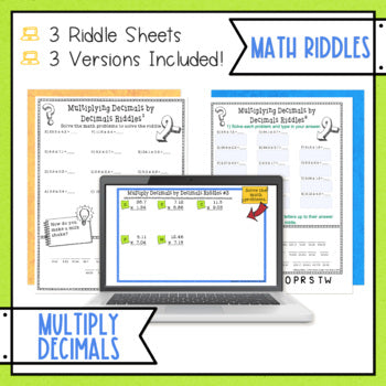 Multiplying Decimals by Decimals Math with Riddles - No Prep - Print and Digital