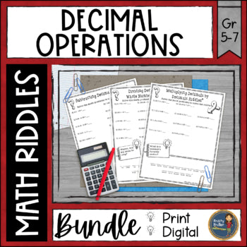 Decimals Math with Riddles Bundle