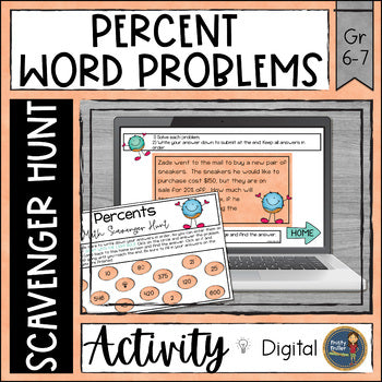 Percents Word Problems Digital Math Scavenger Hunt