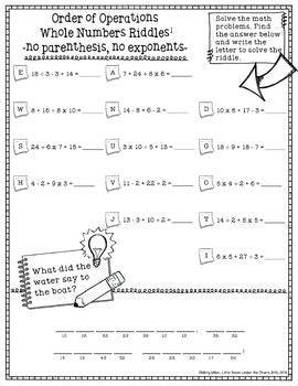 Order of Operations 1 Math with Riddles - No Prep - Print and Digital