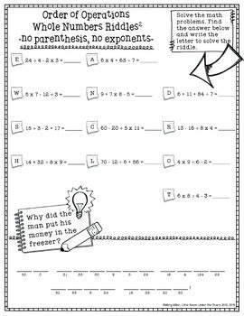 Order of Operations 1 Math with Riddles - No Prep - Print and Digital