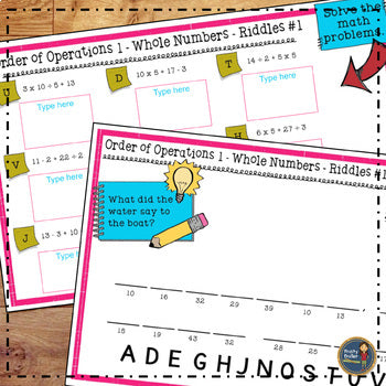 Order of Operations 1 Math with Riddles - No Prep - Print and Digital