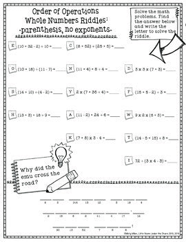 Order of Operations 3 with Parenthesis Math Riddles - No Prep - Print & Digital