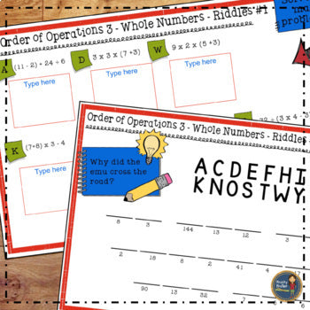 Order of Operations 3 with Parenthesis Math Riddles - No Prep - Print & Digital