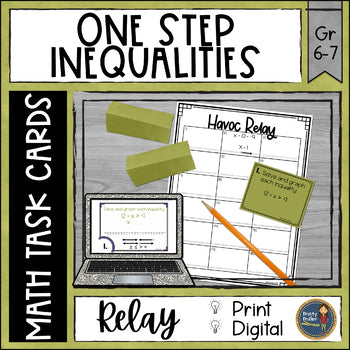 Solving One Step Inequalities Task Cards Havoc Math Relay