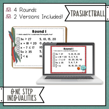 Solving One Step Inequalities Trashketball Math Game