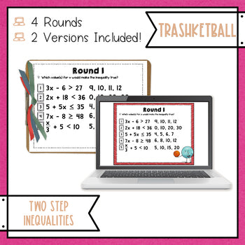 Solving Two Step Inequalities Trashketball Math Game