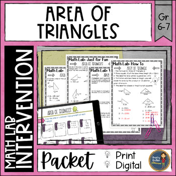 Area of Triangles Math Activities Lab - Math Intervention - Sub Plans