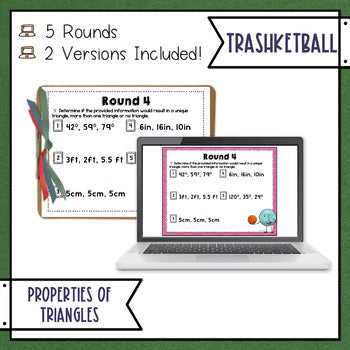 Properties of Triangles Trashketball Math Game