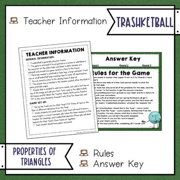 Properties of Triangles Trashketball Math Game