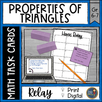 Properties of Triangles Task Cards Havoc Math Relay