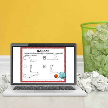 Angle Relationships Trashketball Math Game