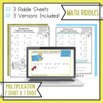 Multi-Digit Multiplication Math Riddles - 2 digit x 1 digit