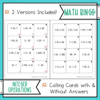 Integer Operations BINGO Math Game