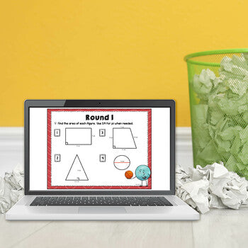 Area of Regular and Composite Figures Trashketball Math Game