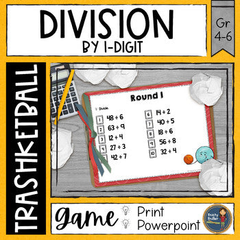 Division by 1 Digit Trashketball Math Game