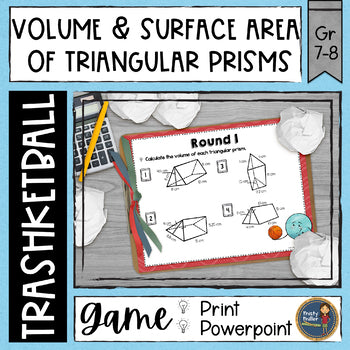 Volume and Surface Area of Triangular Prisms Trashketball Math Game