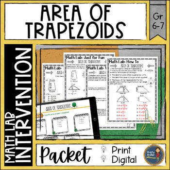 Area of Trapezoids Math Activities Lab - Math Intervention - Sub Plans