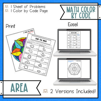 Area of 2D Shapes Math Coloring Page