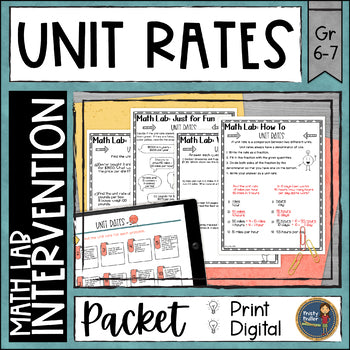 Unit Rates Math Activities Lab - Math Intervention - Sub Plans