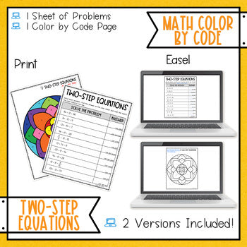Solving Two Step Equations Math Coloring Page
