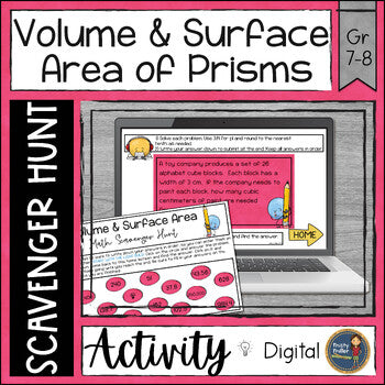 Volume and Surface Area of Prisms Digital Math Scavenger Hunt