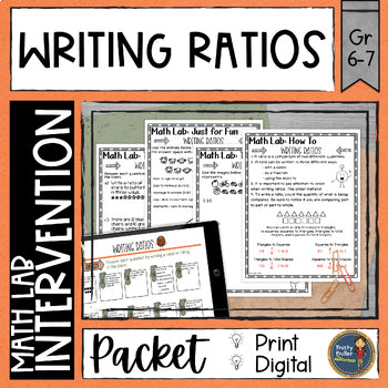 Writing Ratios Math Activities Lab - Math Intervention - Sub Plans
