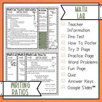 Writing Ratios Math Activities Lab - Math Intervention - Sub Plans