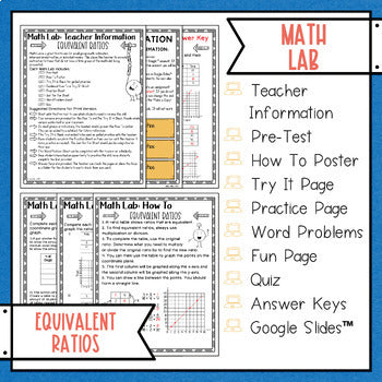 Equivalent Ratios Math Activities Lab - Math Intervention - Sub Plans