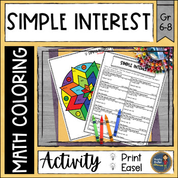 Simple Interest Math Coloring Page