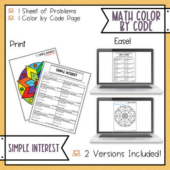Simple Interest Math Coloring Page
