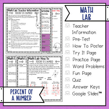 Percent of a Number Math Activities Lab - Math Intervention - Sub Plans