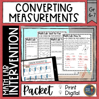Converting Measurements Math Activities Lab - Math Intervention - Sub Plans