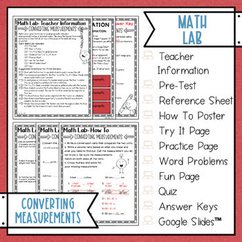 Converting Measurements Math Activities Lab - Math Intervention - Sub Plans