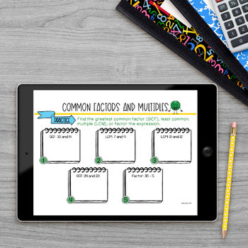 Common Factors and Multiples Math Activities Lab - Math Intervention - Sub Plans