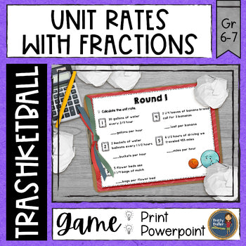 Unit Rates with Fractions Trashketball Math Game