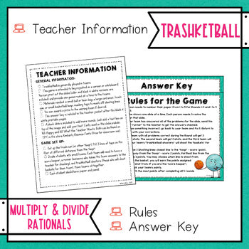 Multiply and Divide Rational Numbers Trashketball Math Game