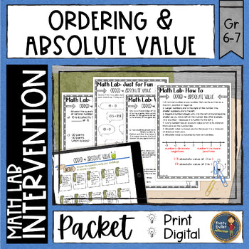 Order and Find Absolute Value Math Activities Lab - Math Intervention - Sub Plan