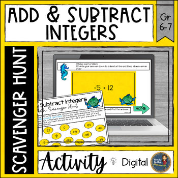 Add and Subtract Integers Digital Math Scavenger Hunt