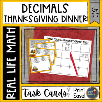 Thanksgiving Math Decimal Task Cards