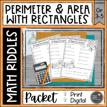 Perimeter and Area with Rectangles Math Riddles - No Prep - Print and Digital