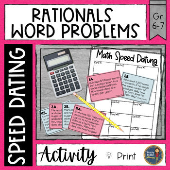 Operations with Rationals Word Problems Math Speed Dating - Task Cards