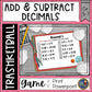 Adding and Subtracting Decimals Trashketball Math Game with 4 game rounds including 10 questions each round