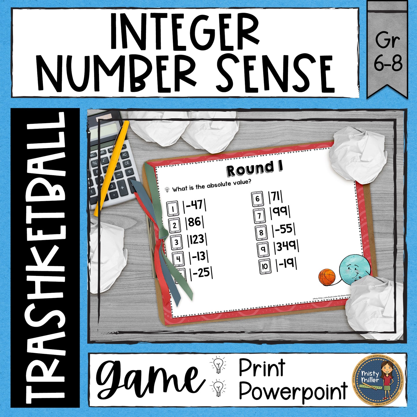 Integers Number Sense Trashketball Math Game